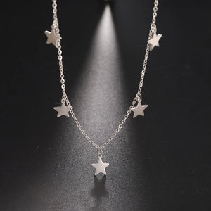 Star Pentagram Necklace Stainless Steel Choker Pendant