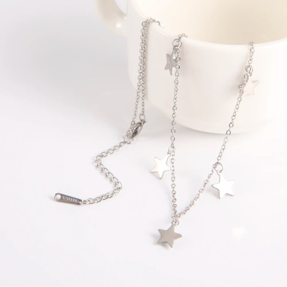 Star Pentagram Necklace Stainless Steel Choker Pendant