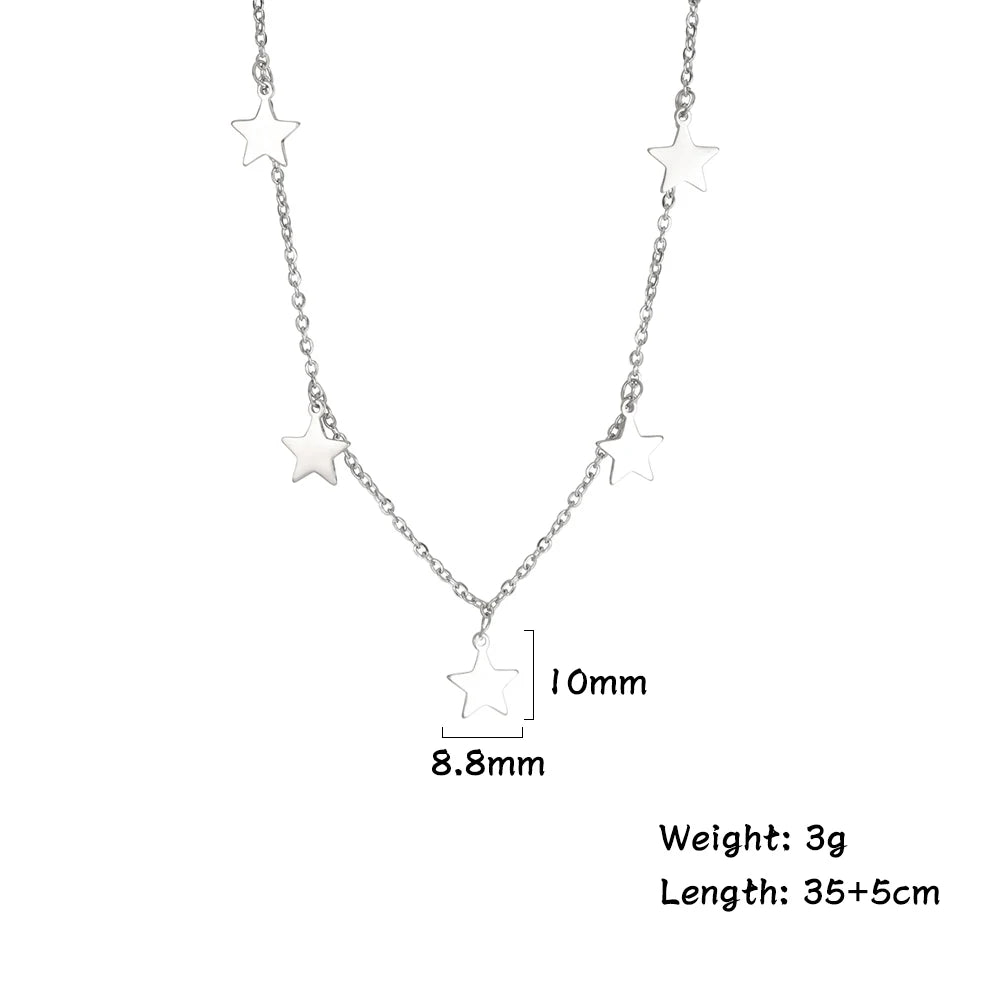 Star Pentagram Necklace Stainless Steel Choker Pendant