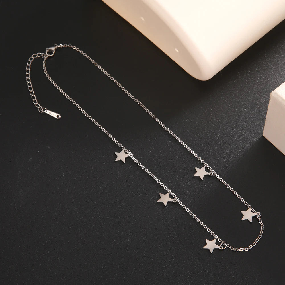 Star Pentagram Necklace Stainless Steel Choker Pendant