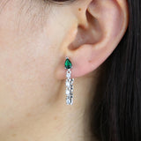 Green CZ Tassel Chain Earring Birthstone Cubic Zirconia