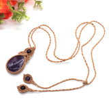 Tear Water Drop Pendant Thread Rope Wrap Natural Healing Crystal Stones Necklace