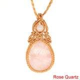 Tear Water Drop Pendant Thread Rope Wrap Natural Healing Crystal Stones Necklace