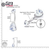 Titanium Teardrop Belly Button Ring 14G Clear CZ Center Navel Piercing