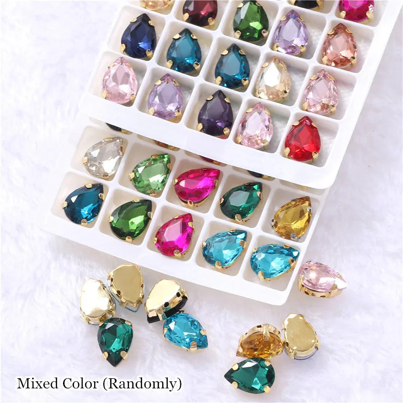 Colorful Glass Sew On Rhinestones With Claw Handicrafts for Garment