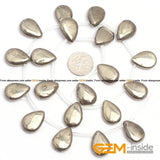 Teardrop Gray Pyrite Beads Natural Stone DIY Bead 15 Inches
