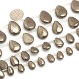 Teardrop Gray Pyrite Beads Natural Stone DIY Bead 15 Inches