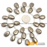 Teardrop Gray Pyrite Beads Natural Stone DIY Bead 15 Inches