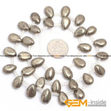 Teardrop Gray Pyrite Beads Natural Stone DIY Bead 15 Inches