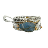 Labradorite Leather Wrap Bracelet Map Jaspers Stone Beaded Jewelry