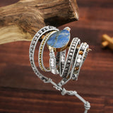 Labradorite Leather Wrap Bracelet Map Jaspers Stone Beaded Jewelry