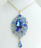 Teardrop Pendant Rhinestone Crystal Necklace NL04882C9