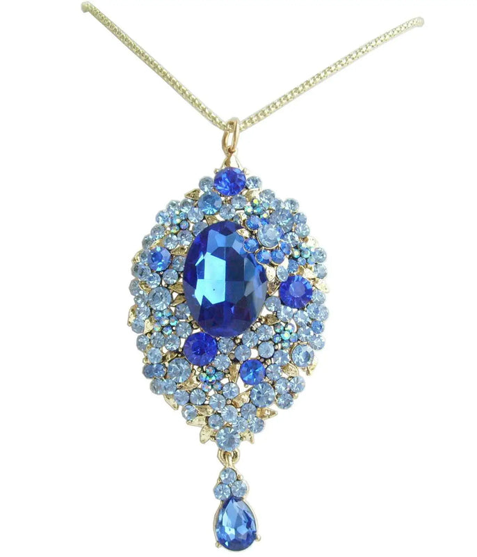 Teardrop Pendant Rhinestone Crystal Necklace NL04882C9