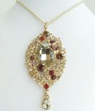 Teardrop Necklace Pendant Yellow Rhinestone Crystal NL04882C2