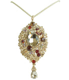 Teardrop Necklace Pendant Yellow Rhinestone Crystal NL04882C2