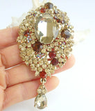Teardrop Necklace Pendant Yellow Rhinestone Crystal NL04882C2