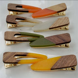 Teardrop Teak + Acrylic Hair Clip Boho Hair Accessories