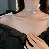 Heartbeat Tears Zircon Water Drop Collar Necklace
