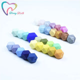 10 PCS 14-17 MM Hexagon Silicone Beads Teething Necklace 45 Colors