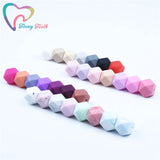 10 PCS 14-17 MM Hexagon Silicone Beads Teething Necklace 45 Colors