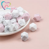 10 PCS Marble & Gritty Hexagon 14-17 MM Teething Silicone Beads