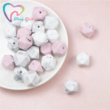 10 PCS Marble & Gritty Hexagon 14-17 MM Teething Silicone Beads