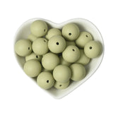 10 PCS Sage Green 12-15 MM Round Silicone Beads Baby Chew Teething Loose Beads