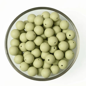 10 PCS Sage Green 12-15 MM Round Silicone Beads Baby Chew Teething Loose Beads