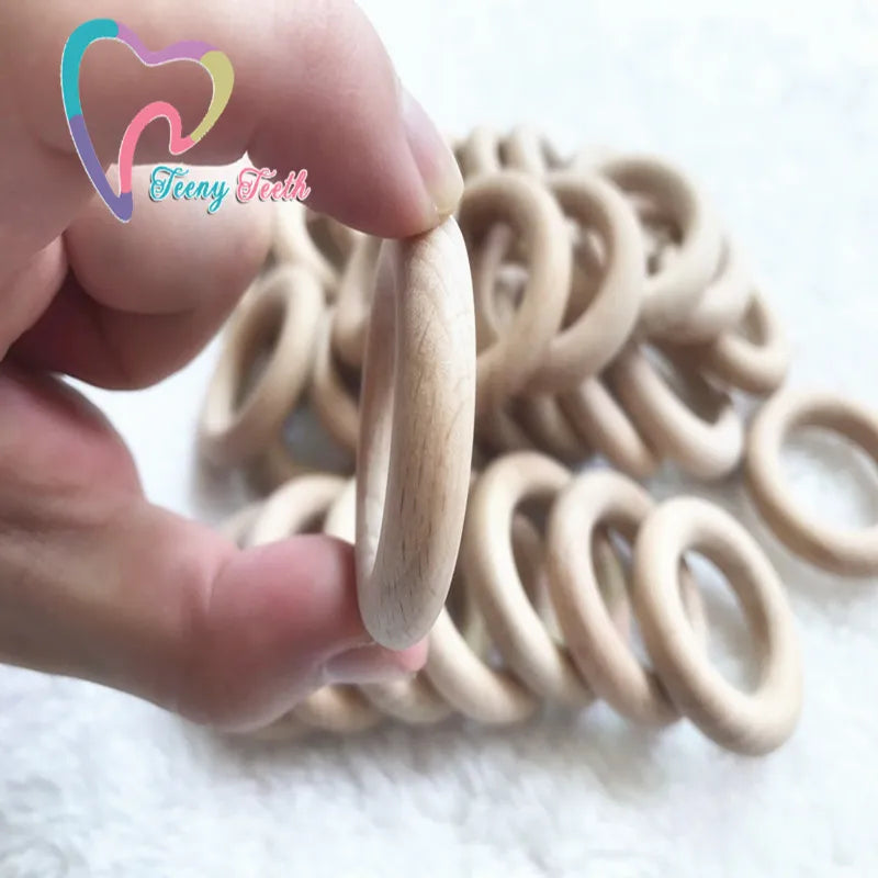 10 pcs Large Wood Rings 2.75 inch Jewelry Teethers Natural Beech Wood Rings