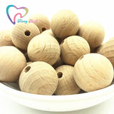 100PC Wooden Teether Chewable 12-20 MM Round Beads Ecofriendly Unfinished