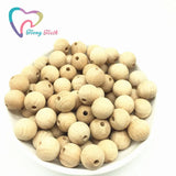 100PC Wooden Teether Chewable 12-20 MM Round Beads Ecofriendly Unfinished