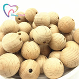 100PC Wooden Teether Chewable 12-20 MM Round Beads Ecofriendly Unfinished