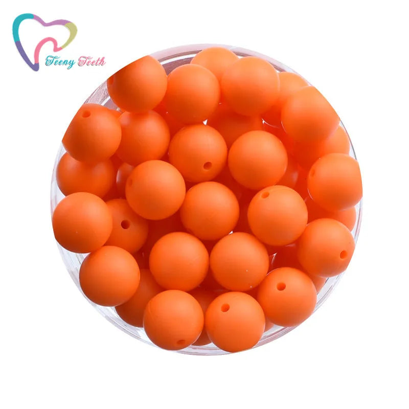 10PCS Orange Round Silicone Beads Baby Teether Eco-friendly Sensory Necklace