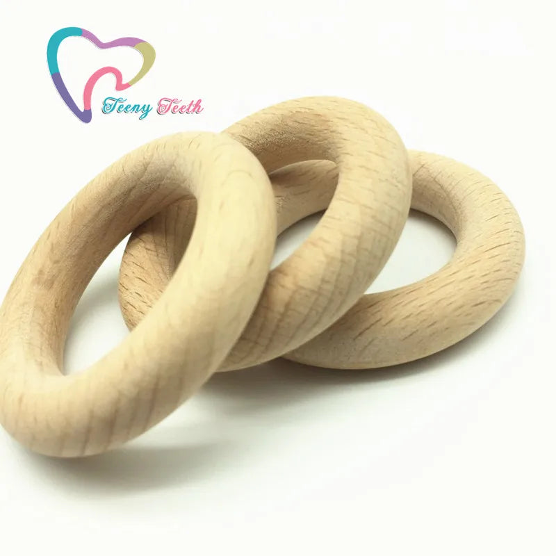 20PCS Beech Wooden Round Ring Wood Teether Rings DIY Teething Crafts Gift