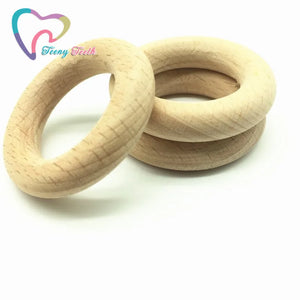 20PCS Beech Wooden Round Ring Wood Teether Rings DIY Teething Crafts Gift