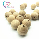 50 PCS Beech Wood Round 25mm Beads Unfinished DIY Jewelry