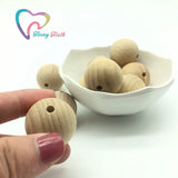 50 PCS Beech Wood Round 25mm Beads Unfinished DIY Jewelry