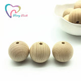 50 PCS Beech Wood Round 25mm Beads Unfinished DIY Jewelry