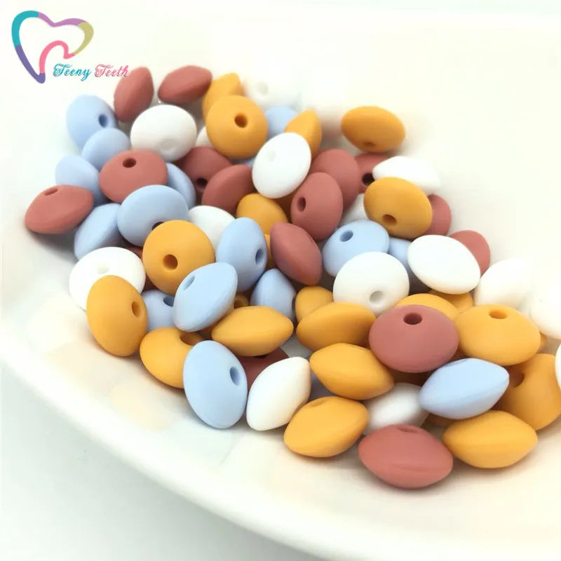 50 PCS Mango Maroon 12 MM Silicone Lentil Loose Beads