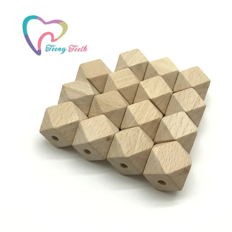 50 pcs Beech Wood Hexagon 15 mm Beads Unfinished DIY Jewelry