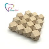 50 pcs Beech Wood Hexagon 15 mm Beads Unfinished DIY Jewelry