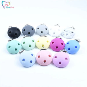5PCS Silicone Pacifier Clip Round Shape Soother Clip Baby Teething Toys
