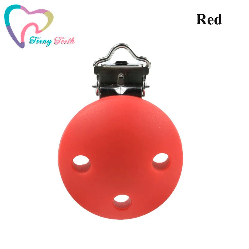 5PCS Silicone Pacifier Clip Round Shape Soother Clip Baby Teething Toys