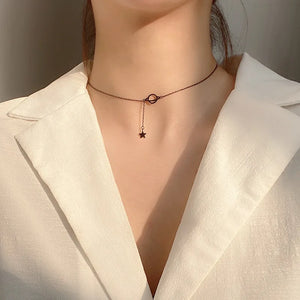 925 Silver Star Necklace Tassel Planet Pendant Wedding Birthday Gift Jewelry