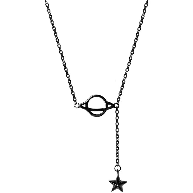 925 Silver Star Necklace Tassel Planet Pendant Wedding Birthday Gift Jewelry