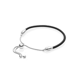 925 Silver Love Star Bracelet Adjustable Sliding Charm DIY Gift