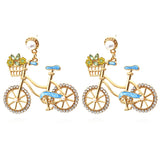 Temperament Rhinestone Bicycle Earrings for Women