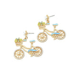 Temperament Rhinestone Bicycle Earrings for Women
