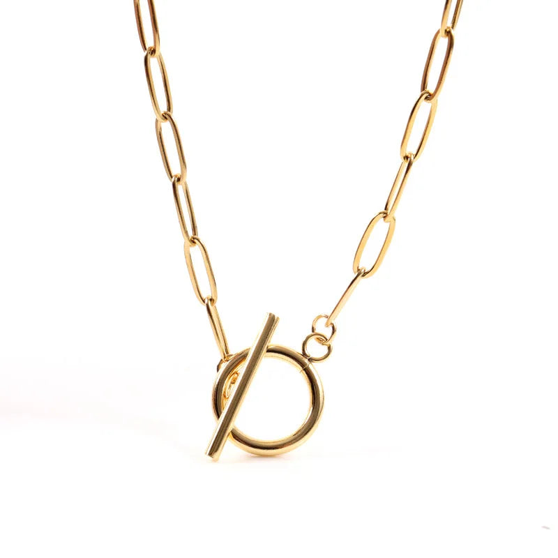 Classic Paper Clip Chain Necklace Women Stainless Steel Link Chain Necklace