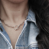 Classic Paper Clip Chain Necklace Women Stainless Steel Link Chain Necklace